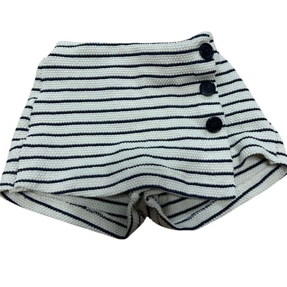 Zara Toddler Girl’s 9-12 Texturedd Striped Navy‎ White Skort - Picture 1 of 6